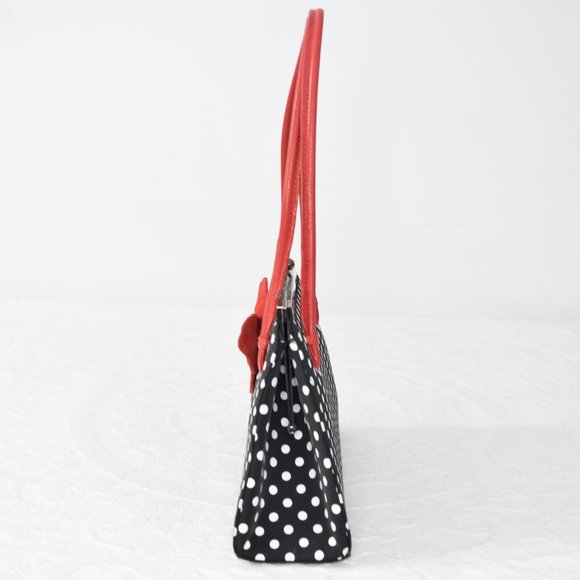 Ramon Tenza Poppy Polka Dot Black White Red Beaded Purse Handbag w/ Dust Bag EUC - Picture 5 of 13